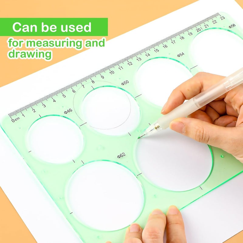 Ymapinc 2Pcs Circle Template for Drawing Drafting Geometric Circle Ruler for Painting Round Drawing Templates Plastic Transparent Ruler for School Office Supplies - Image 5